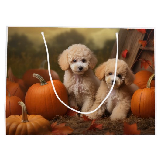 Poedel Puppy Herfst Delight Pompoen Groot Cadeauzakje (Achterkant)
