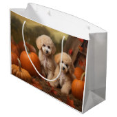 Poedel Puppy Herfst Delight Pompoen Groot Cadeauzakje (Achterkant Gekanteld)