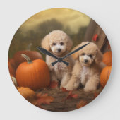 Poedel Puppy Herfst Delight Pompoen Grote Klok (Voorkant)