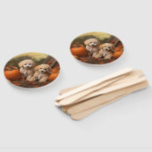 Poedel Puppy Herfst Delight Pompoen Handwaaier (Niet-gemonteerd)