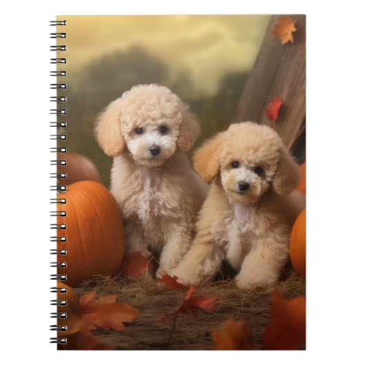 Poedel Puppy Herfst Delight Pompoen Notitieboek (Voorkant)