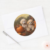 Poedel Puppy Herfst Delight Pompoen Ronde Sticker (Envelop)