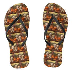 Poedel Puppy Herfst Delight Pompoen Teenslippers