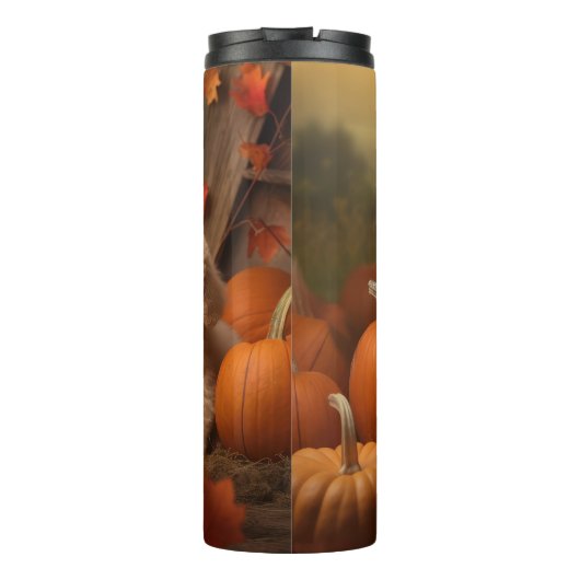 Poedel Puppy Herfst Delight Pompoen Thermosbeker (Achterkant)