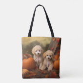 Poedel Puppy Herfst Delight Pompoen Tote Bag (Achterkant)