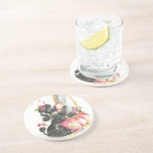 Poedel puppy met make-up tafel zandsteen onderzetter (Zijkant)