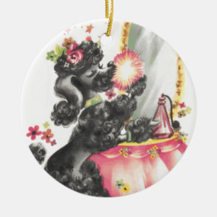 poedel puppy met make-uplijst keramisch ornament