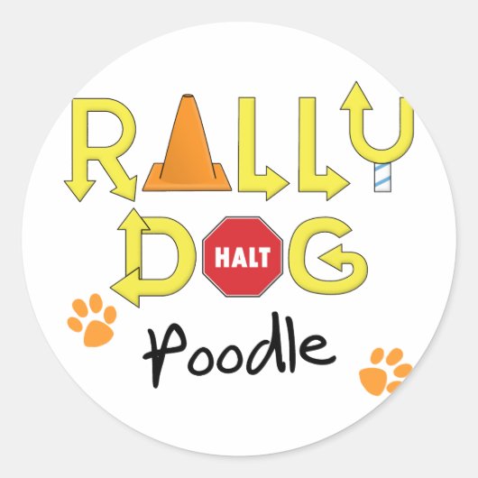 poedel rally hond ronde sticker (Voorkant)