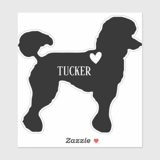 Poedel Ras Silhouet Aangepaste naam Sticker (Vel)