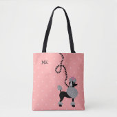 Poedel Rok Hond Retro Pink 50s Modern Monogram Tote Bag (Voorkant)