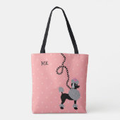 Poedel Rok Hond Retro Pink 50s Modern Monogram Tote Bag (Achterkant)