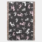 Poedel roze en zwart monogram deken (Voorkant Verticaal)