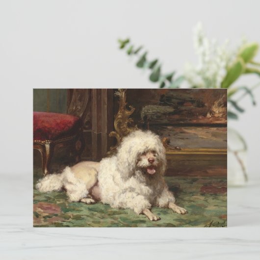 Poedel rust op de haard | franse school (Staand voorkant)