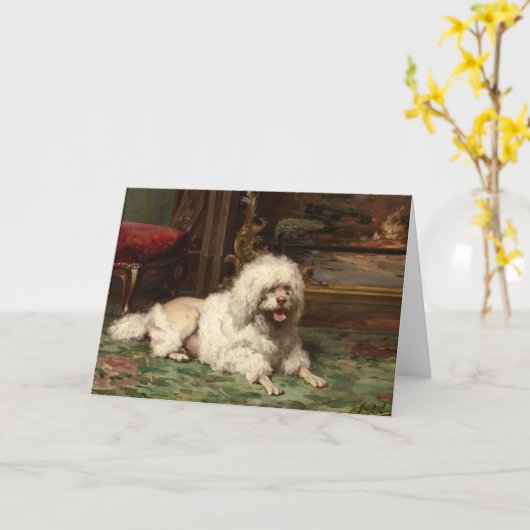 Poedel rust op de haard | franse school kaart (Gele Bloem)