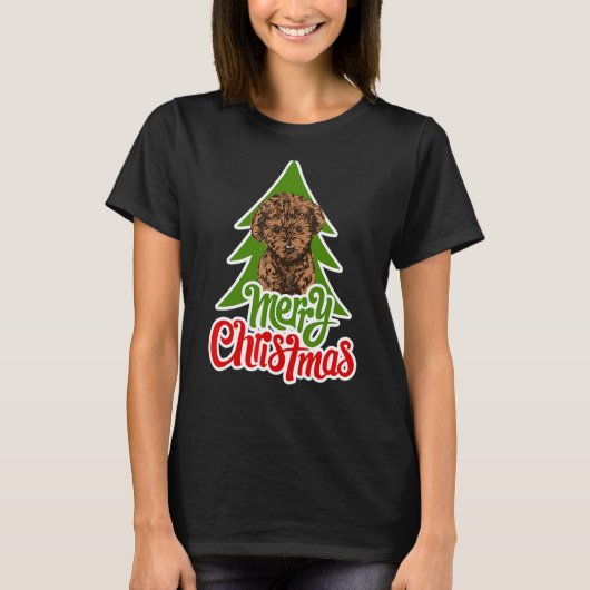 Poedel schattig kersthond t-shirt (Voorkant)