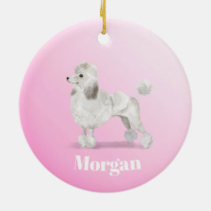 Poedel Schattige Hond Roze Persoonlijk Keramisch Ornament