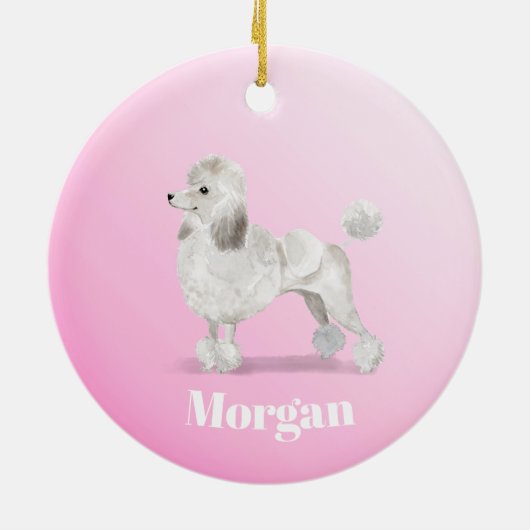Poedel Schattige Hond Roze Persoonlijk Keramisch Ornament (Achterkant)
