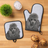 Poedel Schilderen Miniatuur Speelgoed Zwart Pet Do Ovenwant & Pannenlap Set (Top down)