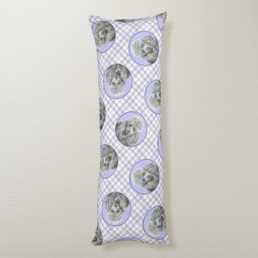 Poedel Schilderij Miniatuur Speelgoed Zilver Grijs Lichaamskussen (Achterkant (Verticaal))