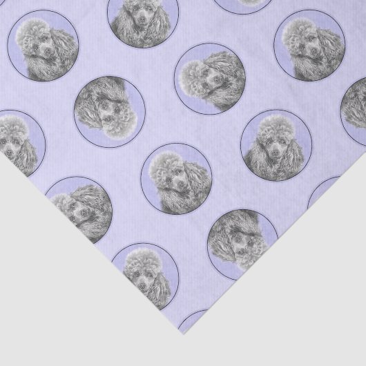 Poedel Schilderij Miniatuur Speelgoed Zilver Grijs Tissuepapier (Detail)