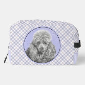 Poedel Schilderij Miniatuur Speelgoed Zilver Grijs Toilettasje (Achterkant)