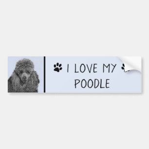 Poedel schilderij miniatuur Speelgoed zwart origin Bumpersticker