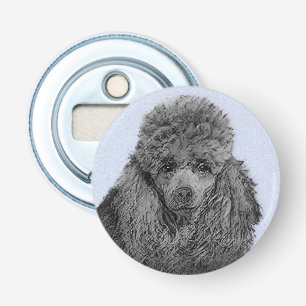 Poedel schilderij miniatuur Speelgoed zwart origin Button Flesopener