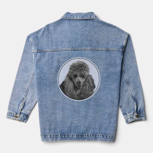 Poedel schilderij miniatuur Speelgoed zwart origin Denim Jacket (Achterkant)