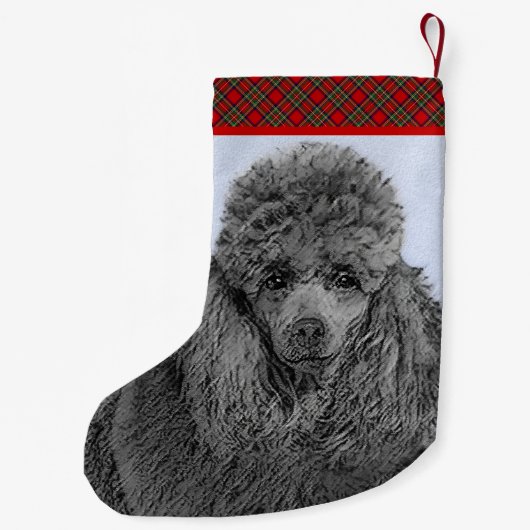 Poedel schilderij miniatuur Speelgoed zwart origin Kleine Kerstsok (Achterkant)