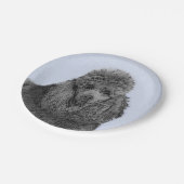 Poedel schilderij miniatuur Speelgoed zwart origin Papieren Bordje (Gekanteld)