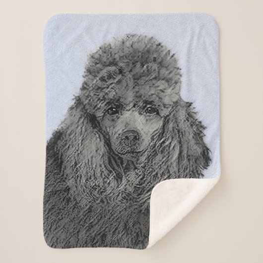 Poedel schilderij miniatuur Speelgoed zwart origin Sherpa Deken (Voorkant)