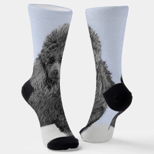 Poedel schilderij miniatuur Speelgoed zwart origin Sokken (Gebogen)