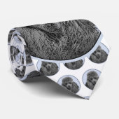 Poedel schilderij miniatuur Speelgoed zwart origin Stropdas (Opgerold)