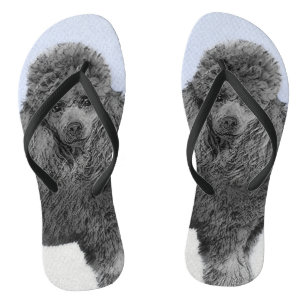 Poedel schilderij miniatuur Speelgoed zwart origin Teenslippers