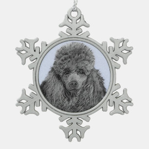 Poedel schilderij miniatuur Speelgoed zwart origin Tin Sneeuwvlok Ornament