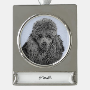 Poedel schilderij miniatuur Speelgoed zwart origin Verzilverd Banner Ornament