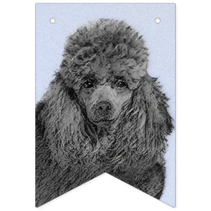 Poedel schilderij miniatuur Speelgoed zwart origin Vlaggetjes