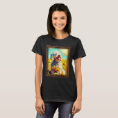 poedel schilderij zonnebloem mam vrouwen bloemen t-shirt (Voorkant volledig)