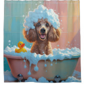 Poedel Sloppy Sleepy Schattige Funny Douchegordijn (Voorkant)