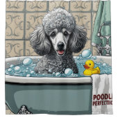 Poedel Sloppy Sleepy Schattige Funny Douchegordijn (Voorkant)