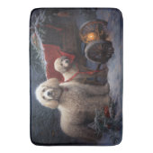 Poedel Snowy Sleigh Kerst Decor Badmat (Voorkant Verticaal)