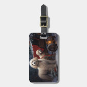 Poedel Snowy Sleigh Kerst Decor Bagagelabel (Voorkant verticaal)