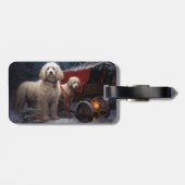 Poedel Snowy Sleigh Kerst Decor Bagagelabel (Achterkant horizontaal)