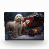 Poedel Snowy Sleigh Kerst Decor Fotoblokken (Voorkant)