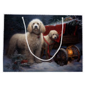 Poedel Snowy Sleigh Kerst Decor Groot Cadeauzakje (Achterkant)