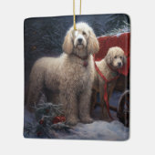 Poedel Snowy Sleigh Kerst Decor Keramisch Ornament (Links)