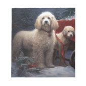 Poedel Snowy Sleigh Kerst Decor Notitieblok (Voorkant)