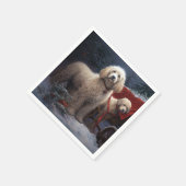 Poedel Snowy Sleigh Kerst Decor Servet (Hoek)
