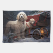 Poedel Snowy Sleigh Kerst Decor Theedoek (Horizontaal)