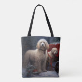 Poedel Snowy Sleigh Kerst Decor Tote Bag (Achterkant)